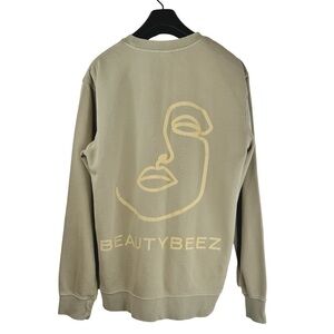 BEAUTYBEEZ Women's Very Light Olive Green Sweatshirt w Rose Gold Graphic/Logo M